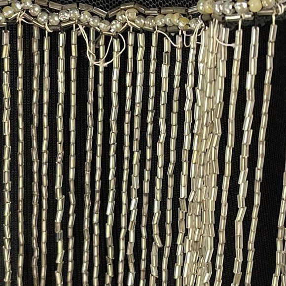 Vintage Silver Beaded Sequin Caplet Shawl Made in India Sparkle Evening … - Picture 7 of 10